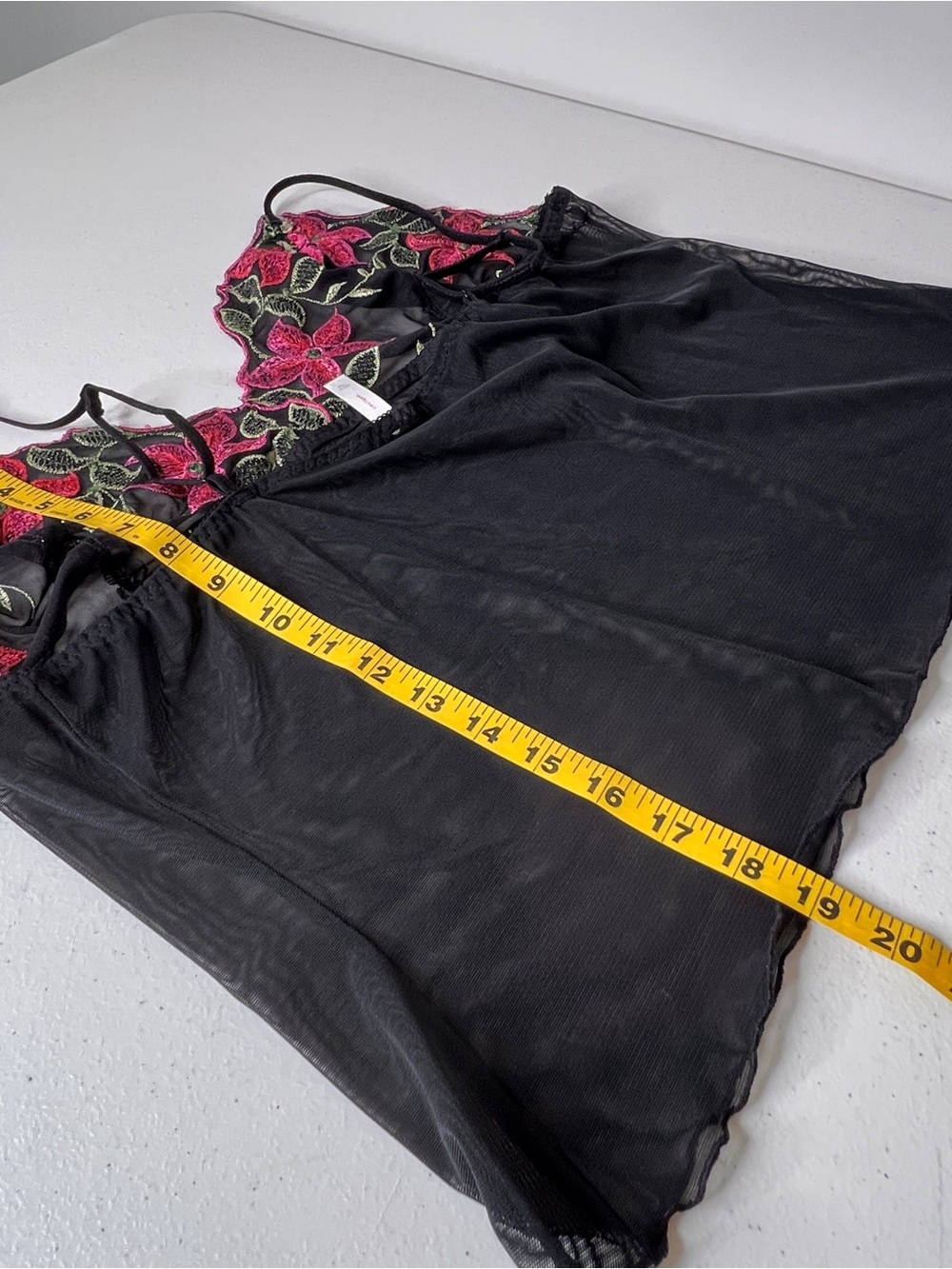 Cacique Black Sheer Embroidered Floral Cami Babydoll Chemise Womens Size 18/20 - Picture 8 of 8